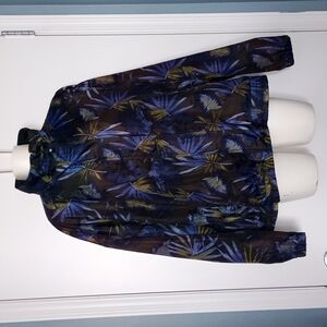 Vintage Leaf Pattern R&R Sports Zippered Rain Jacket/ Windbreaker